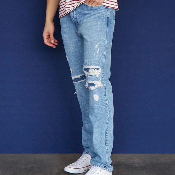 NEW Levis 513 Slim Straight Distressed Jeans 32/30 - Picture 3 of 8